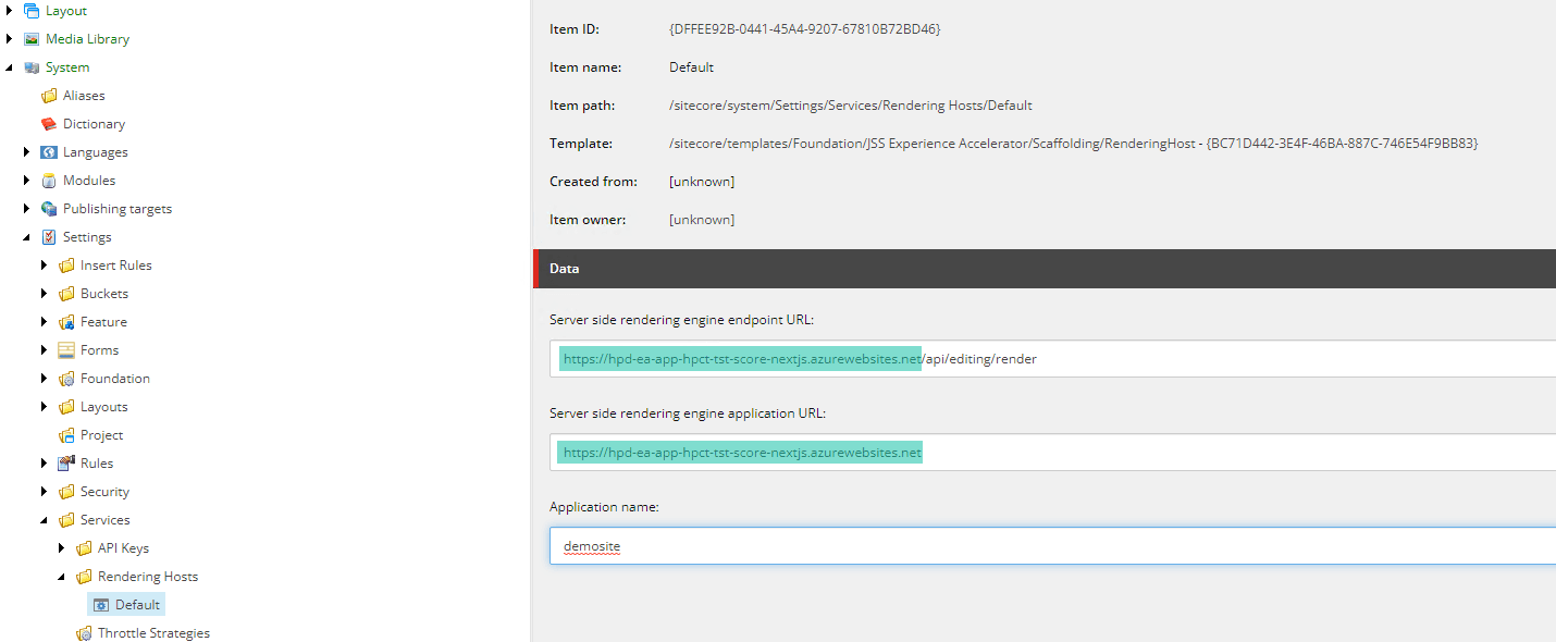 nextjs rendering host sitecore item