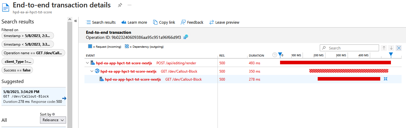 Viewing Azure network requests for errors