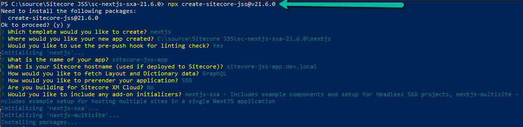 Using the Create Sitecore JSS command