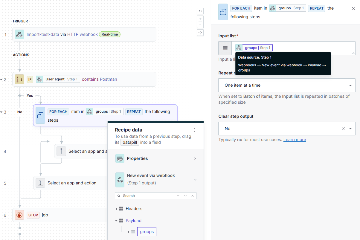 Sitecore Connect Repeat for Each Loop Action